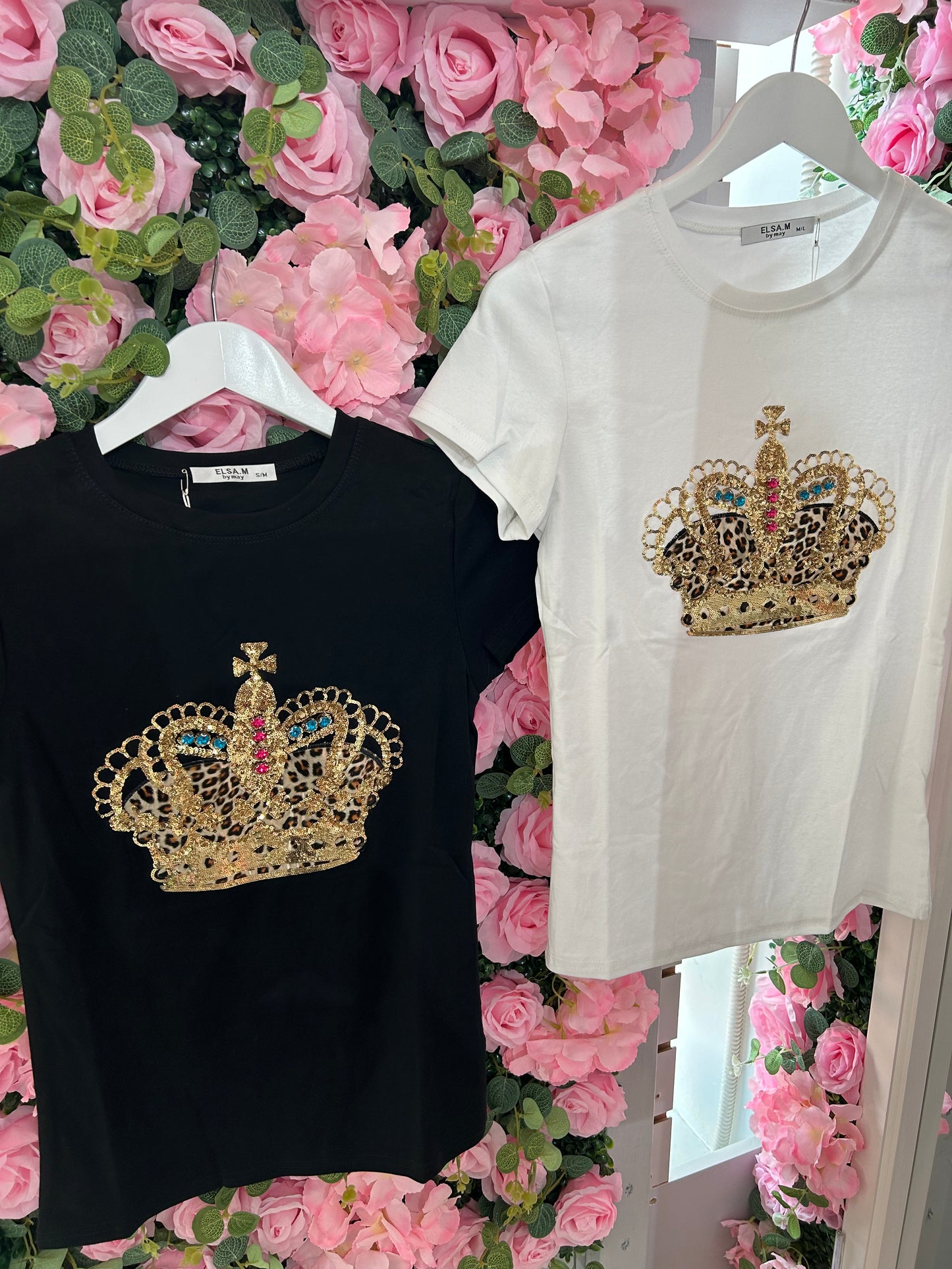 ❌ White Diamanté Crown Tee top size 8/12