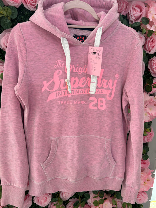 Pre-Loved Ladies Pink Superdry hoody size M 8/10