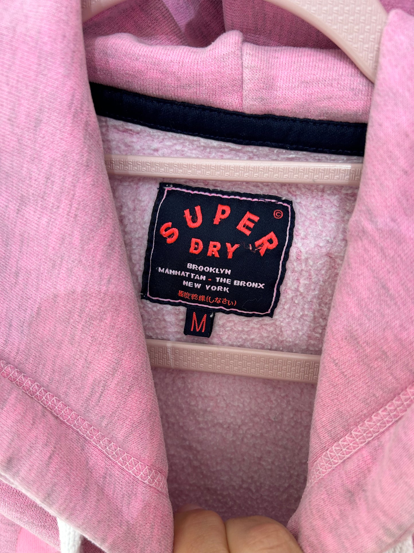 Pre-Loved Ladies Pink Superdry hoody size M 8/10