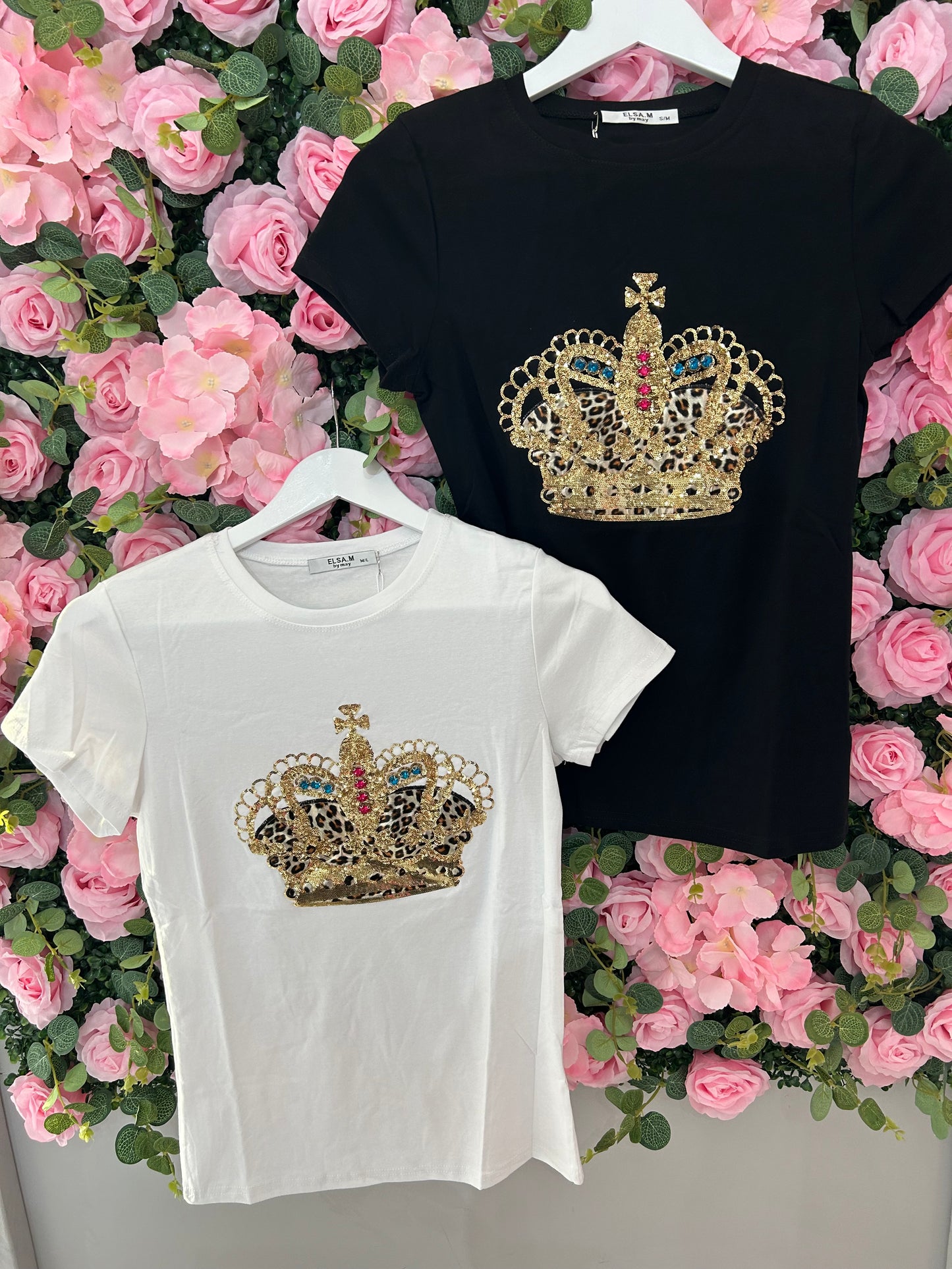 ❌ White Diamanté Crown Tee top size 8/12