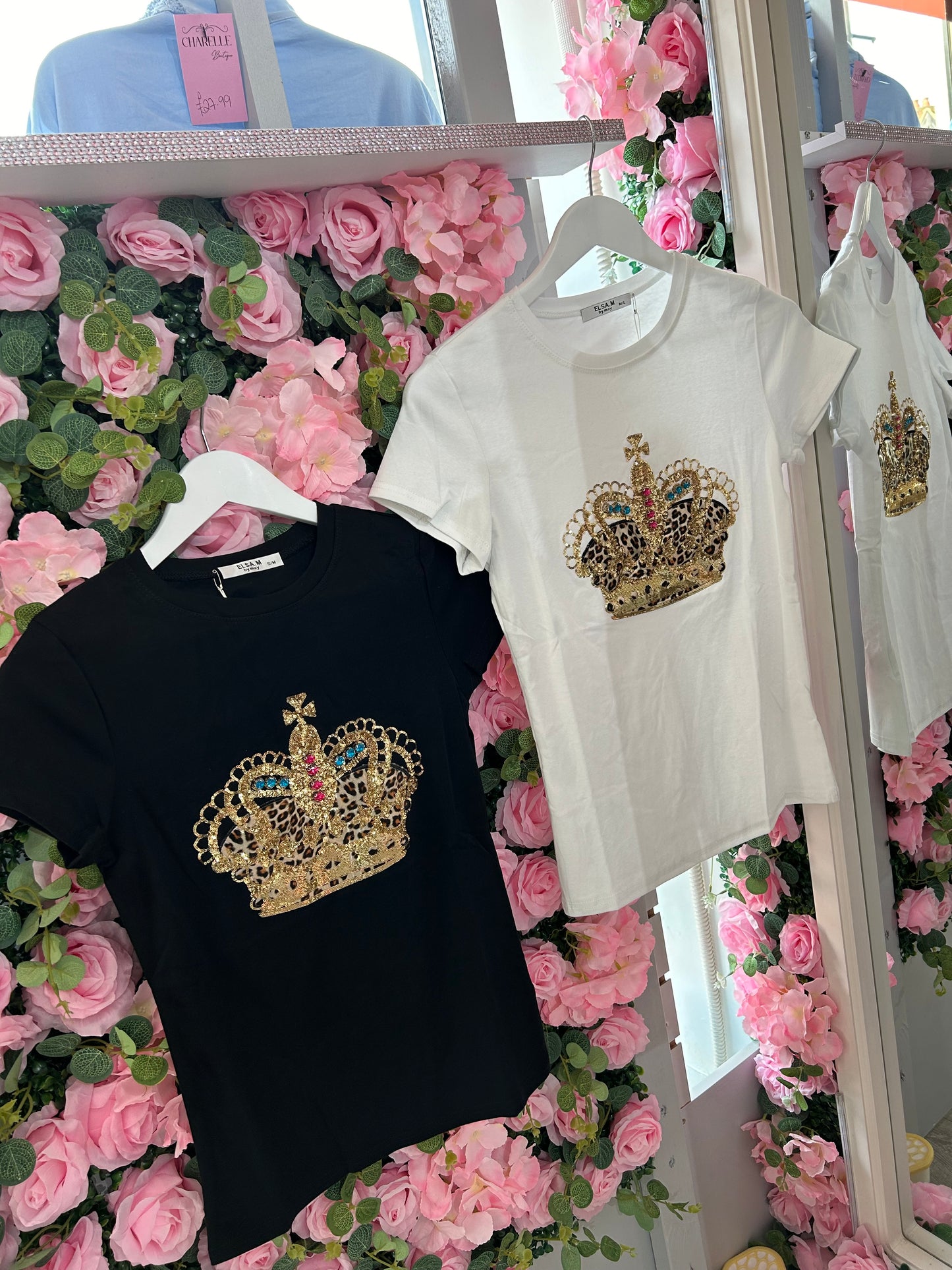 ❌ White Diamanté Crown Tee top size 8/12